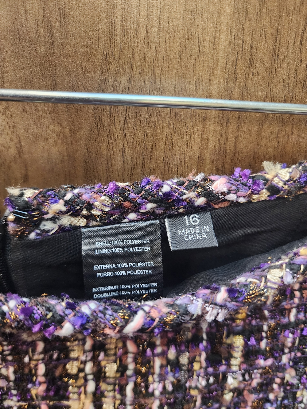 Tahari Purple Tweed Fringed V-Neck Jacket And Skirt Suit - Picture 4 of 7